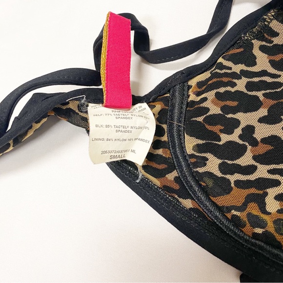 Betsey Johnson Vintage Black, Pink & Leopard Ditsy Floral Print Bikini - Picture 10 of 11